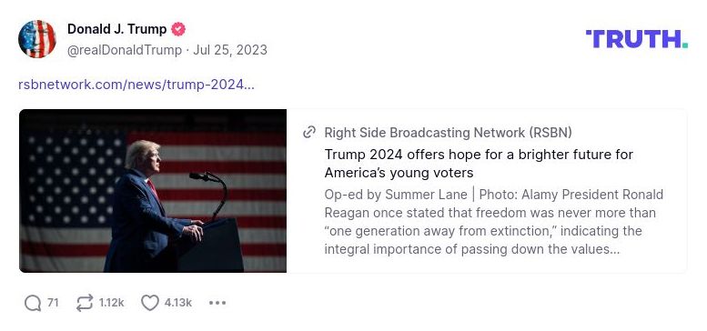 Post image from Donald Trump