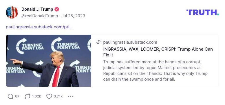 Post image from Donald Trump