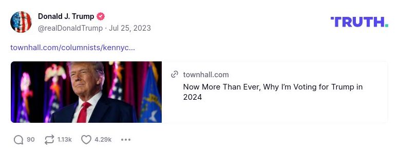 Post image from Donald Trump