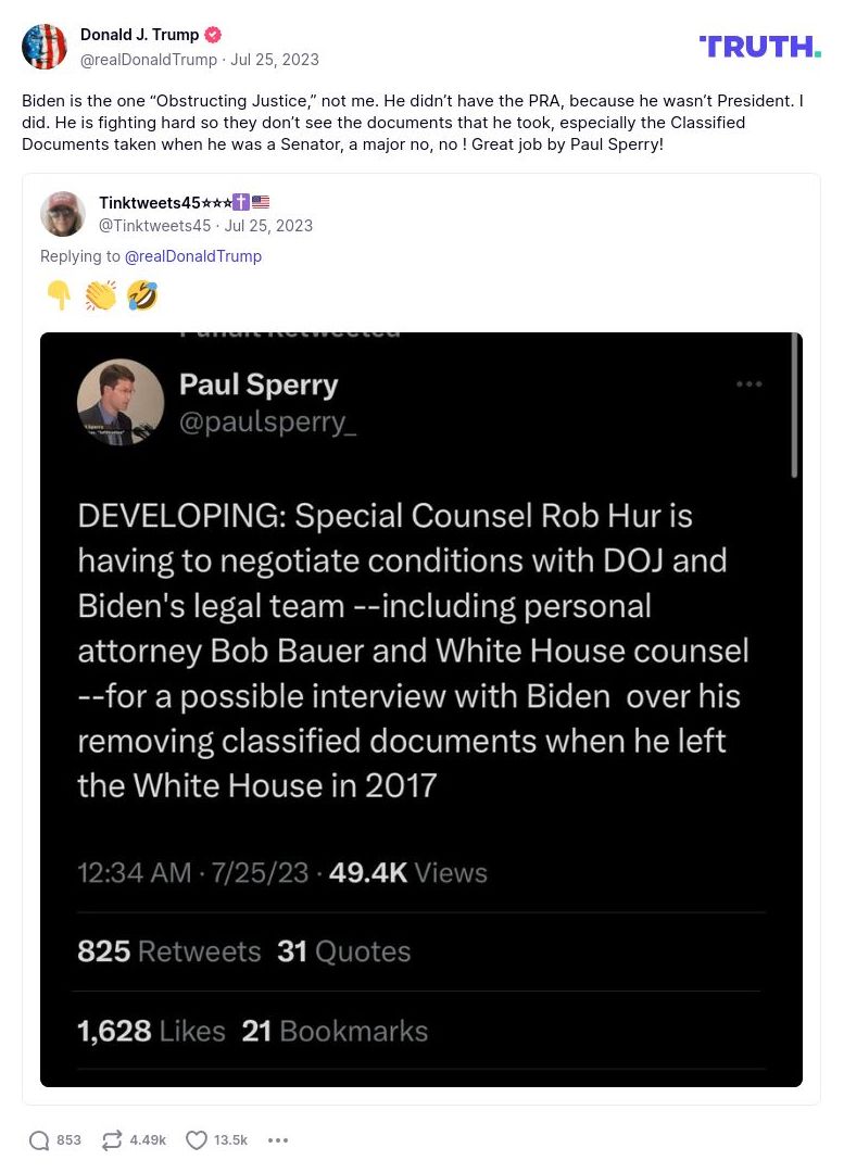 Post image from Donald Trump