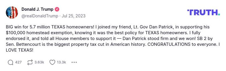 Post image from Donald Trump