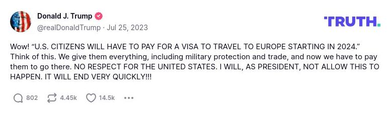 Post image from Donald Trump