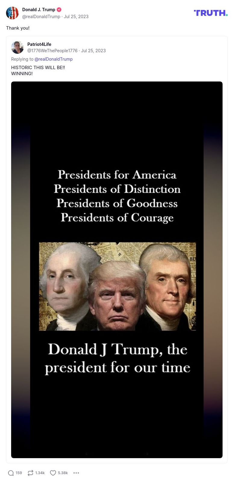 Post image from Donald Trump