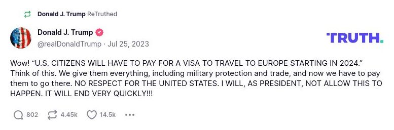 Post image from Donald Trump