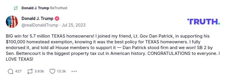 Post image from Donald Trump