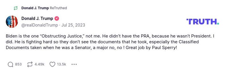 Post image from Donald Trump