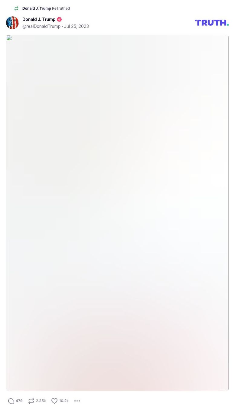 Post image from Donald Trump