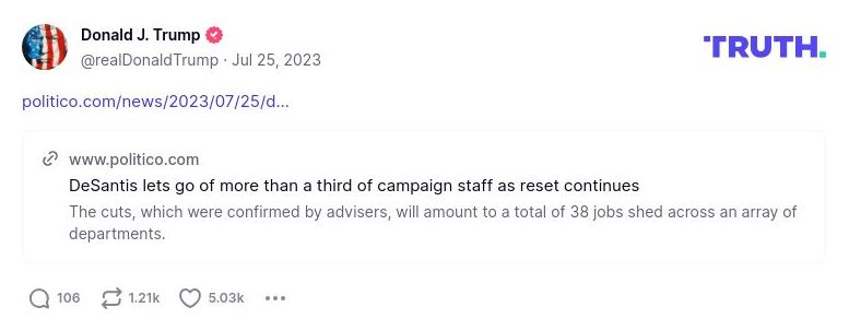 Post image from Donald Trump