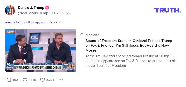 Post image from Donald Trump