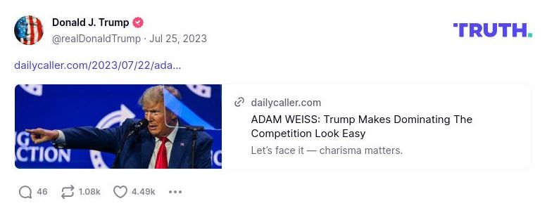 Post image from Donald Trump