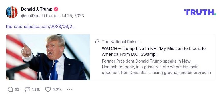 Post image from Donald Trump