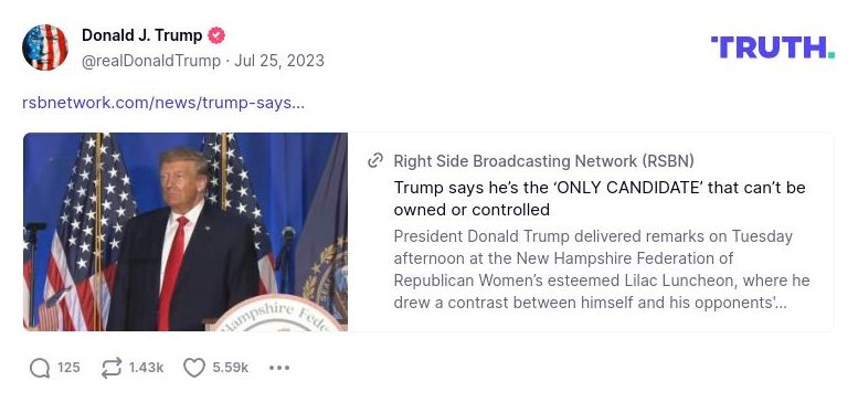 Post image from Donald Trump