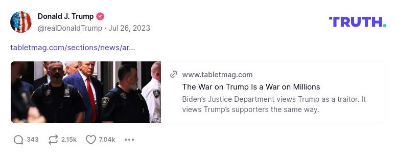 Post image from Donald Trump