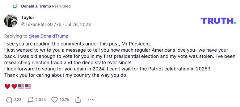 Post image from Donald Trump