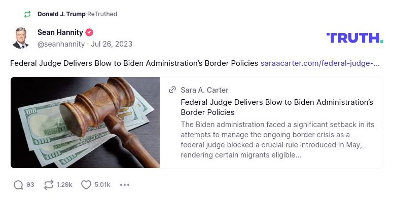 Post image from Donald Trump