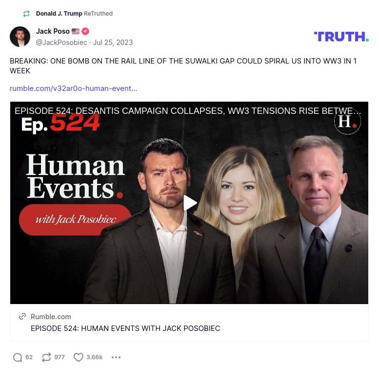 Post image from Donald Trump