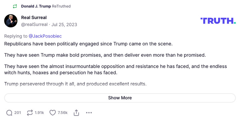 Post image from Donald Trump