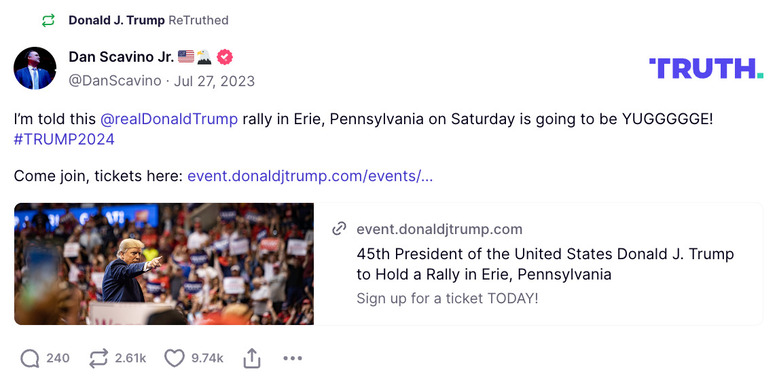 Post image from Donald Trump