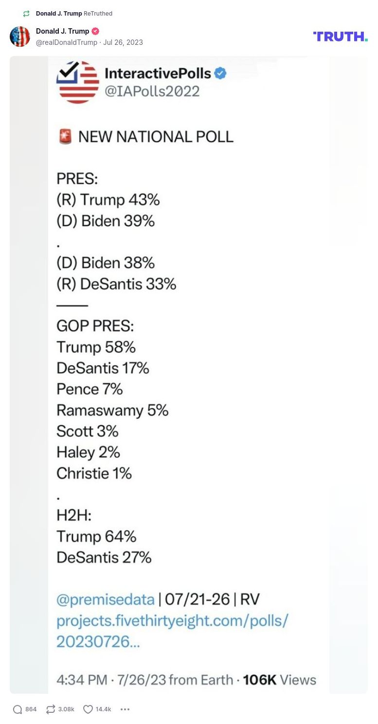 Post image from Donald Trump