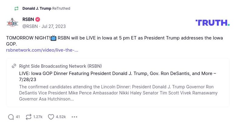 Post image from Donald Trump