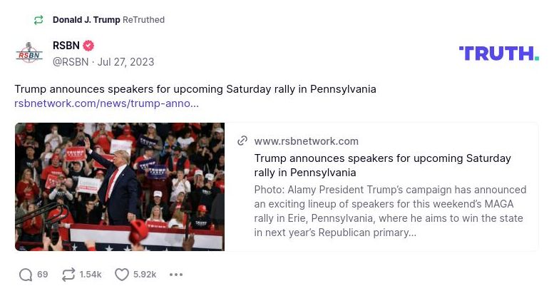 Post image from Donald Trump