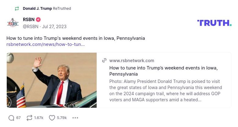 Post image from Donald Trump