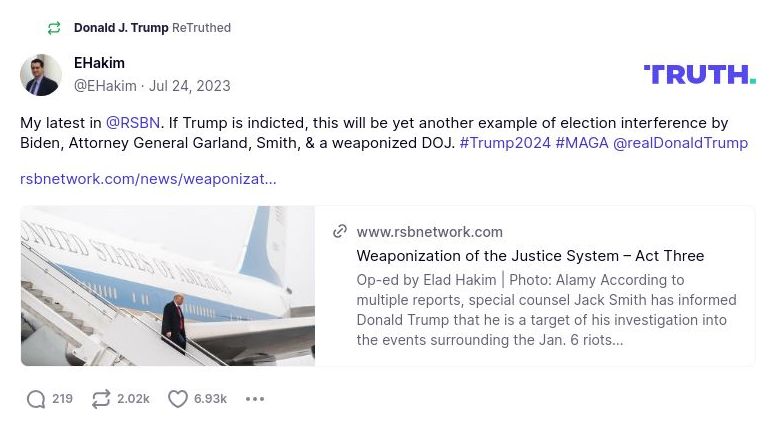 Post image from Donald Trump