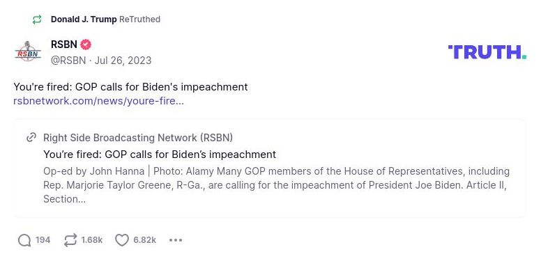 Post image from Donald Trump