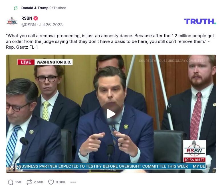 Post image from Donald Trump