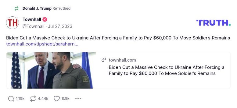 Post preview from Donald Trump