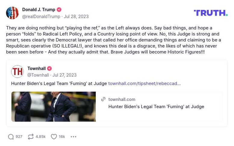 Post image from Donald Trump