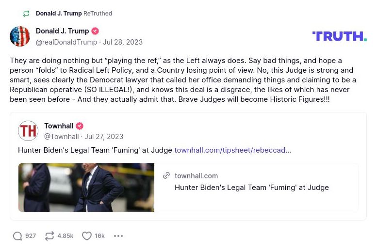 Post image from Donald Trump