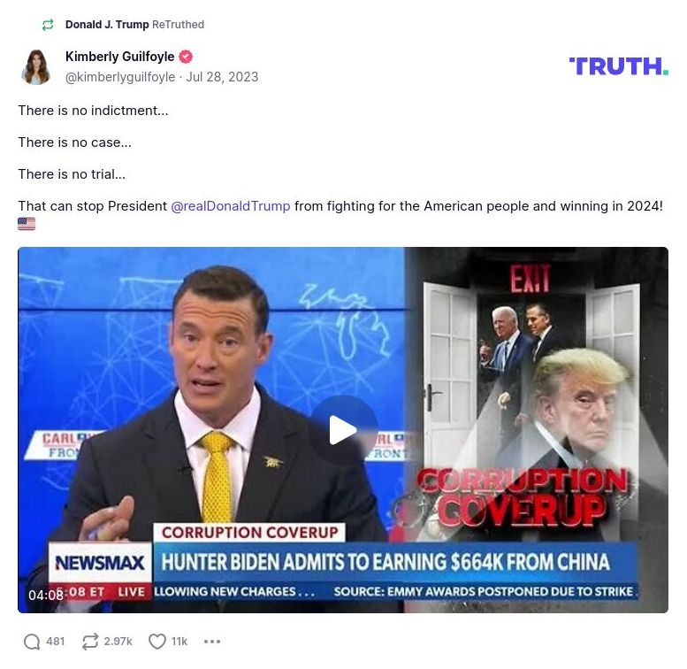 Post image from Donald Trump