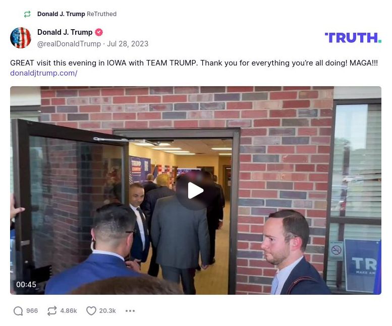 Post image from Donald Trump