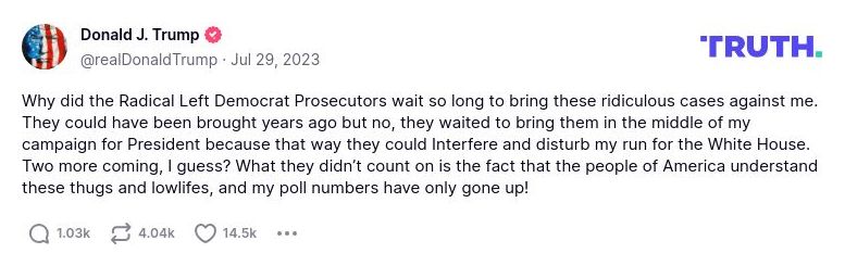 Post image from Donald Trump