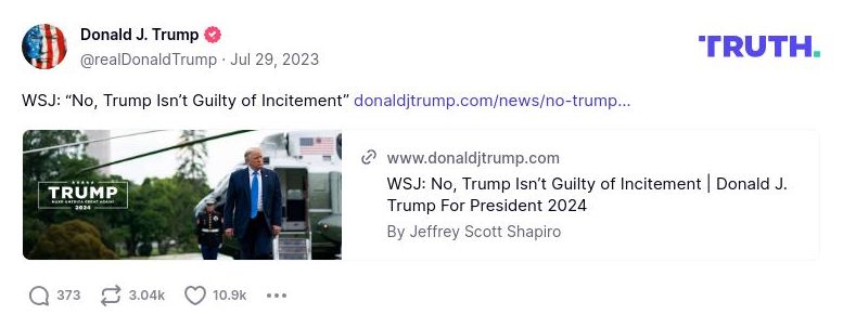 Post image from Donald Trump