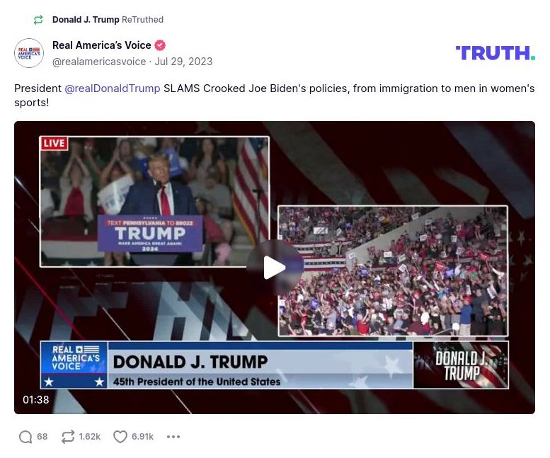 Post preview from Donald Trump