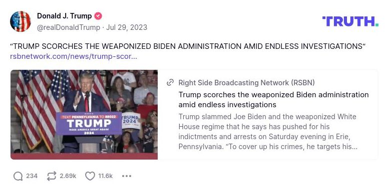 Post image from Donald Trump