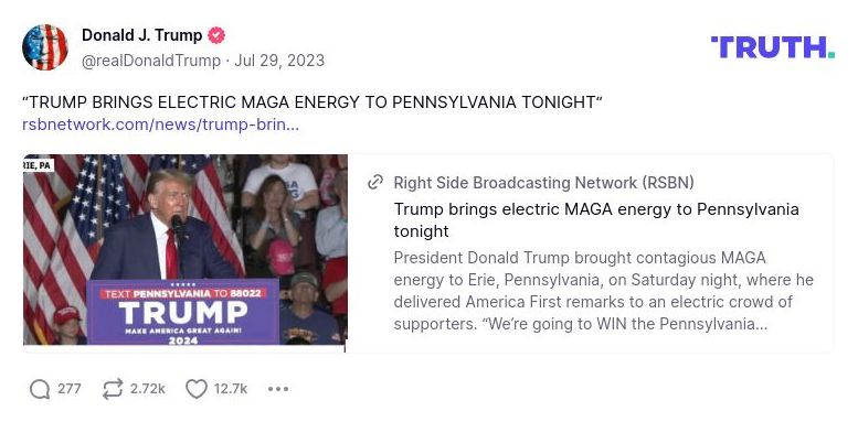 Post image from Donald Trump