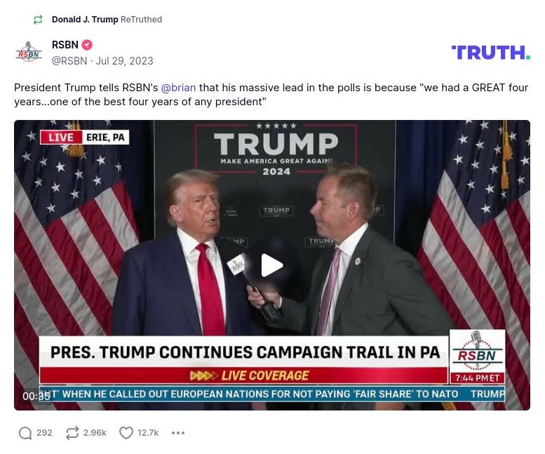 Post image from Donald Trump