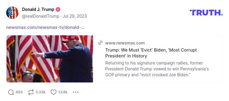 Post image from Donald Trump