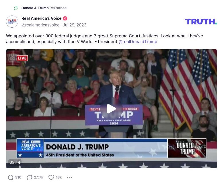 Post image from Donald Trump