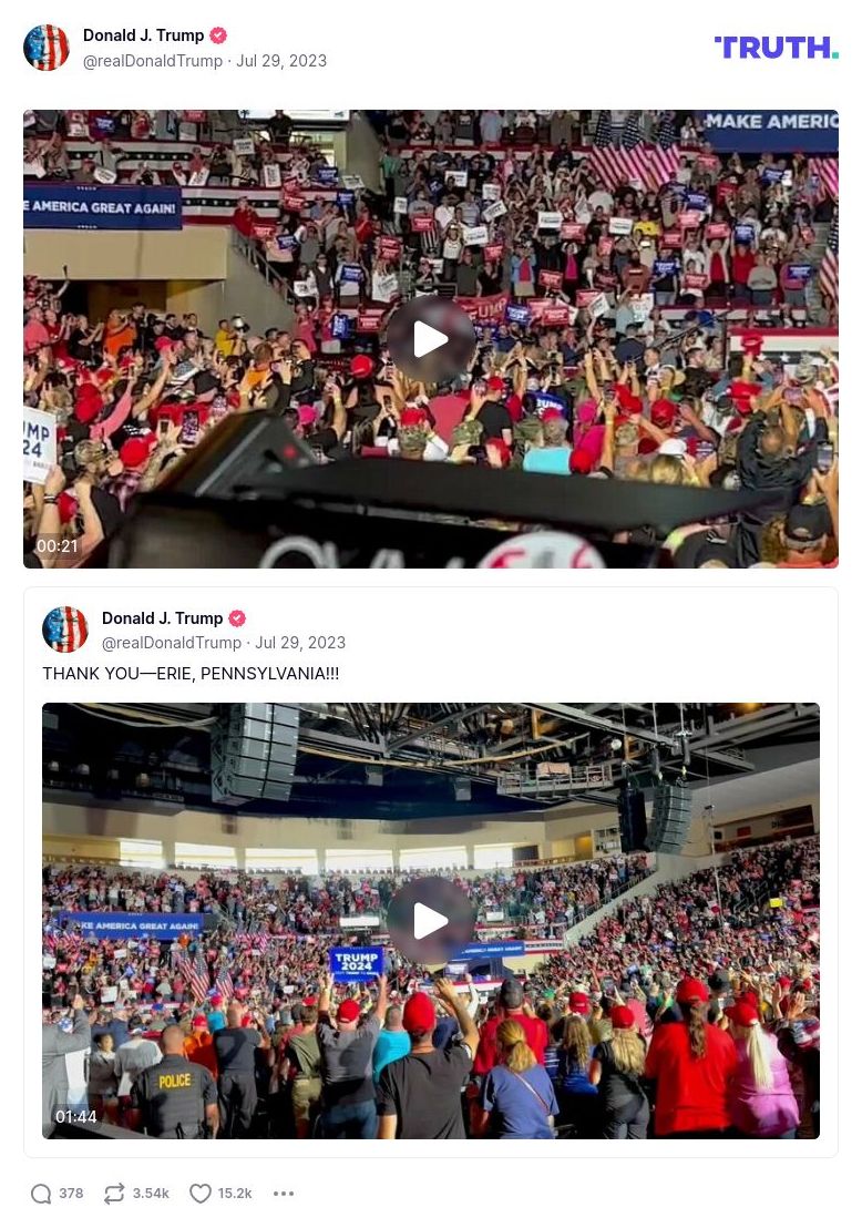 Post image from Donald Trump