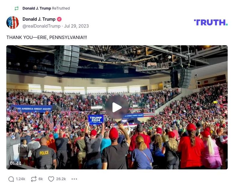 Post image from Donald Trump