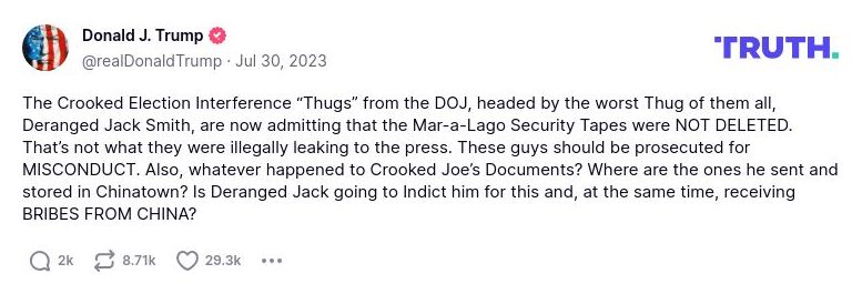 Post preview from Donald Trump