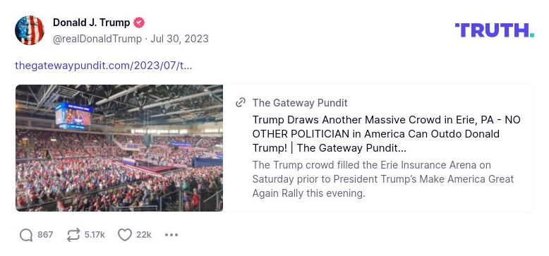 Post image from Donald Trump