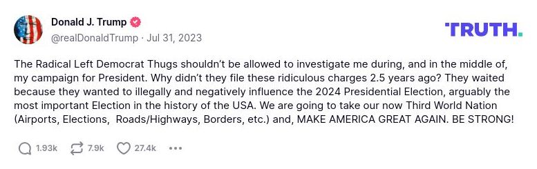 Post image from Donald Trump