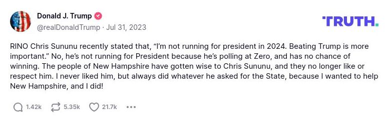 Post image from Donald Trump