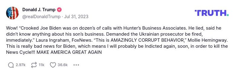 Post image from Donald Trump