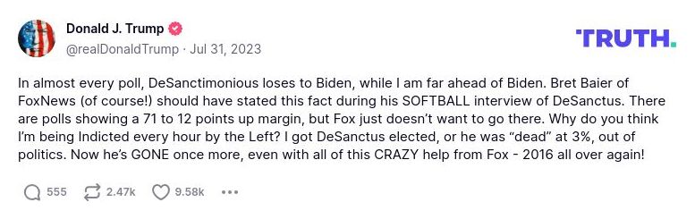 Post image from Donald Trump